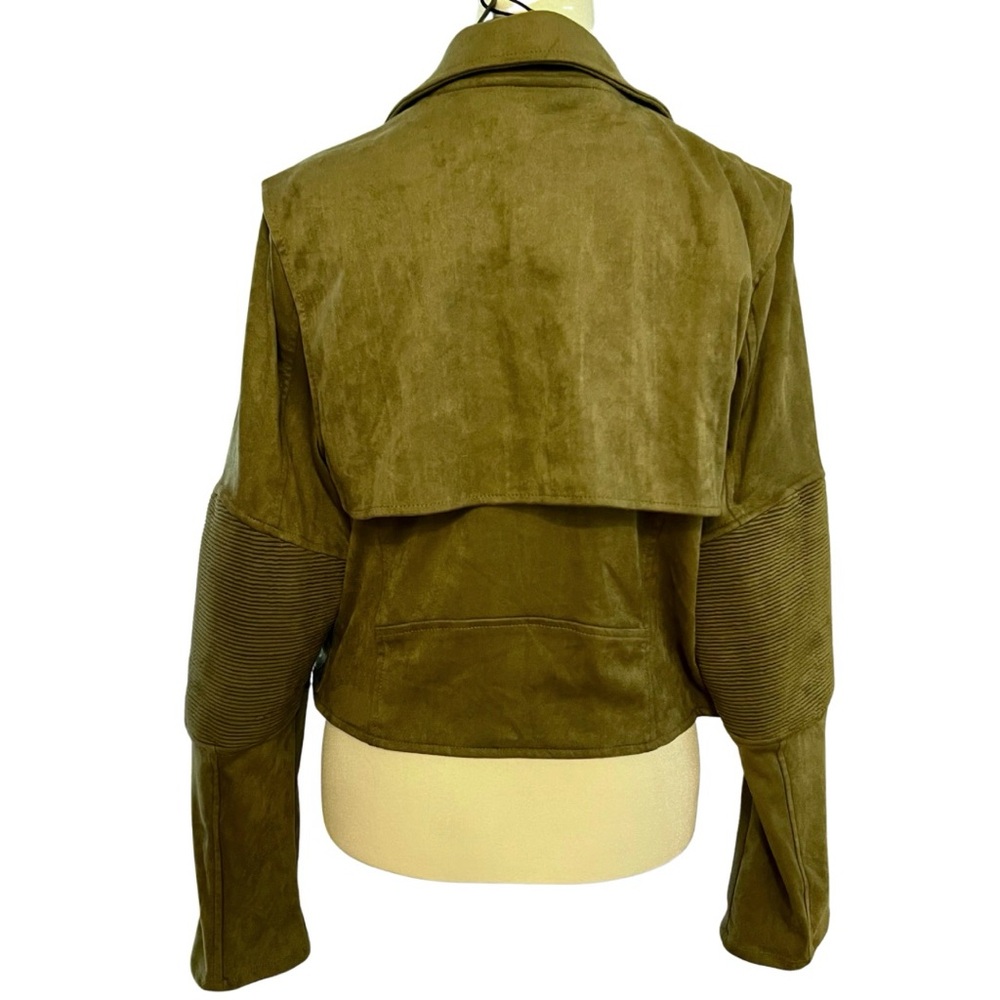 Blank NYC Faux Suede Moto Jacket in Olive Green • Size Large • NEW WITH TAGS - Picture 5 of 7